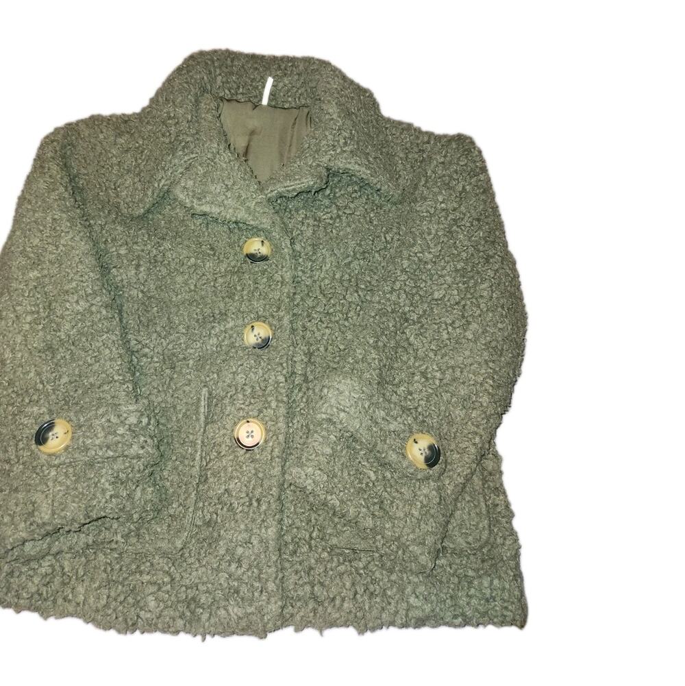 Free People Women’s Oversized Cozy Teddy Winter Coat Green Xs